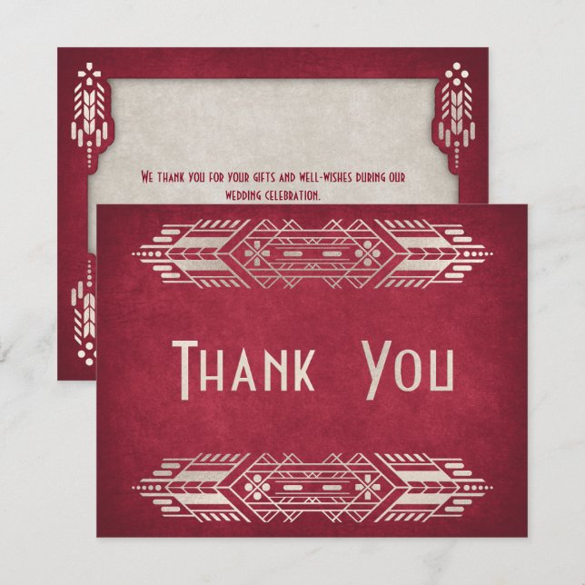 Tarjeta De Agradecimiento Boda rojo geek de videojuegos (Anverso / Reverso)