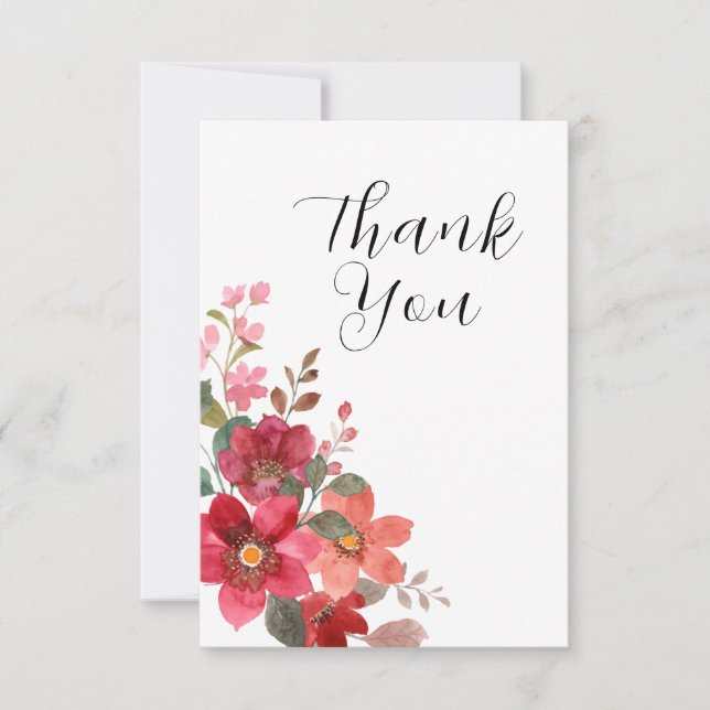 Tarjeta De Agradecimiento Boda Rojo Sin Tiempo (Anverso)