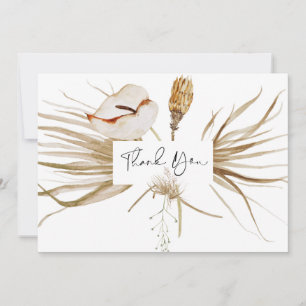 Tarjeta De Agradecimiento Boda Romántica Bohemiana y Hierba de Pampas Gracia