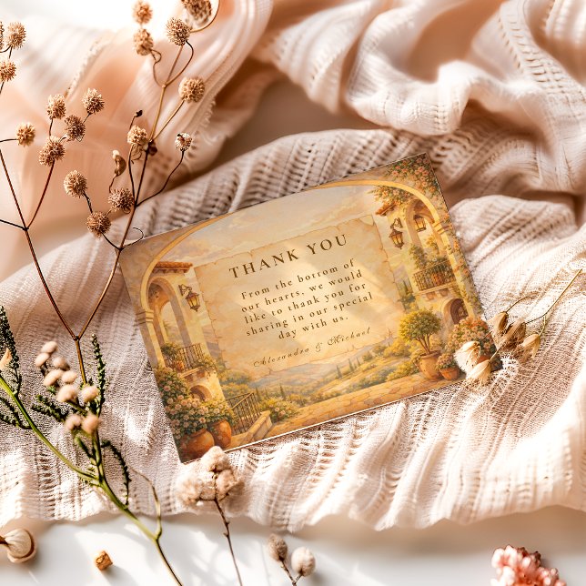 Tarjeta De Agradecimiento Boda Romántica con Arco Español (Subido por el creador)
