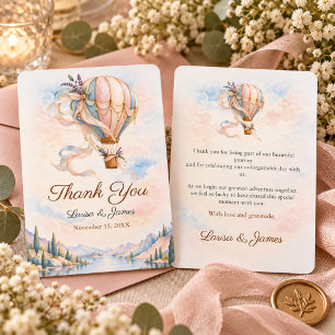 Tarjeta De Agradecimiento Boda romántica con globo aerostático en destino so