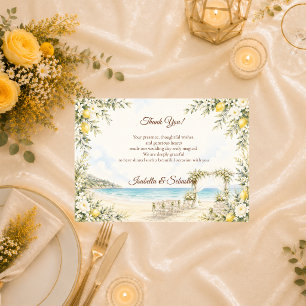 Tarjeta De Agradecimiento Boda Romántica Costera