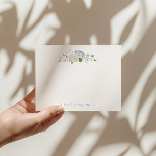 Tarjeta De Agradecimiento Boda Romántica de Azul Suave y Blanco