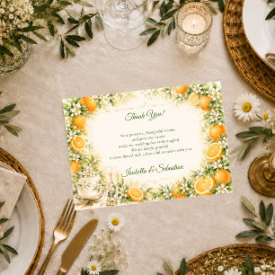 Tarjeta De Agradecimiento Boda Romántica de Cítricos