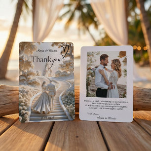 Tarjeta De Agradecimiento Boda Romántica de Fantasía Etérea