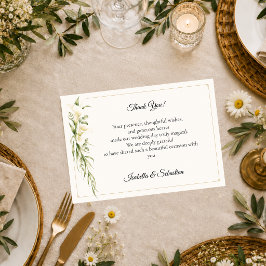 Tarjeta De Agradecimiento Boda Romántica de Lirio de Calla Elegante