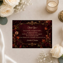 Tarjeta De Agradecimiento Boda Romántica de Otoño Gótico