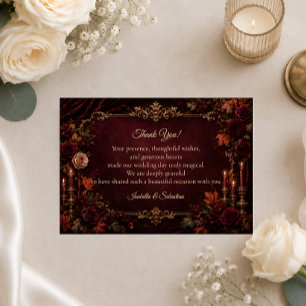Tarjeta De Agradecimiento Boda Romántica de Otoño Gótico
