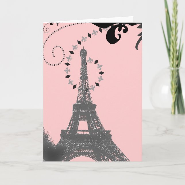 Tarjeta De Agradecimiento Boda romántica de París de la torre Eiffel del (Anverso)