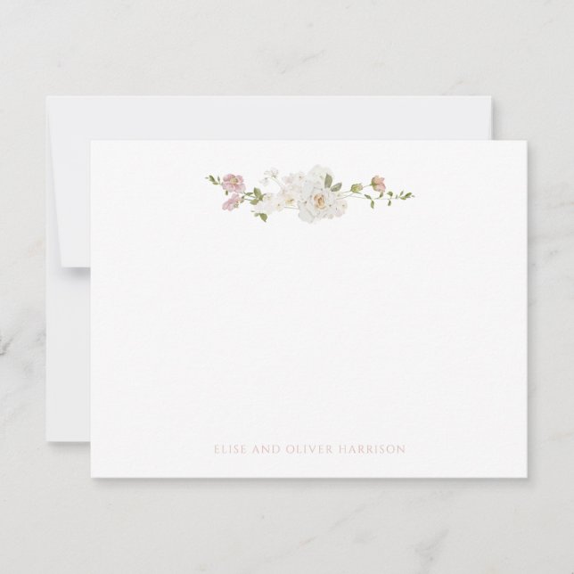 Tarjeta De Agradecimiento Boda Romántica de Tono Suave Rosa y Blanco (Anverso)