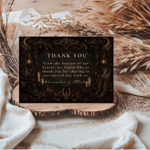Tarjeta De Agradecimiento Boda Romántica del Oeste Gótico