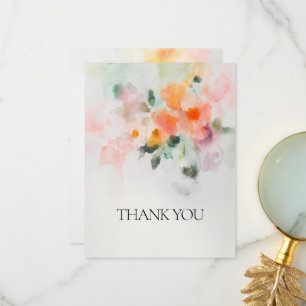 Tarjeta De Agradecimiento Boda Romántica Elegante Aquarela Floral Personaliz
