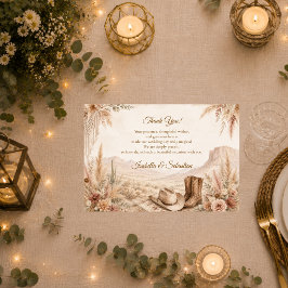 Tarjeta De Agradecimiento Boda Romántica en el Desierto Occidental
