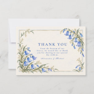 Tarjeta De Agradecimiento Boda romántica en el jardín de campanillas azules