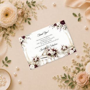 Tarjeta De Agradecimiento Boda Romántica en el Jardín de Piano Lujoso