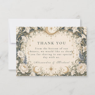 Tarjeta De Agradecimiento Boda romántica en jardín celestial