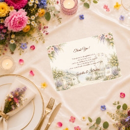 Tarjeta De Agradecimiento Boda romántica en jardín costero