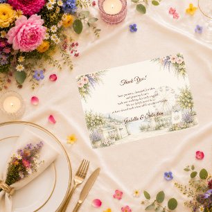 Tarjeta De Agradecimiento Boda romántica en jardín costero