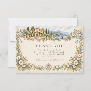 Tarjeta De Agradecimiento Boda Romántica en Jardín de Margaritas
