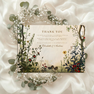 Tarjeta De Agradecimiento Boda romántica en jardín silvestre