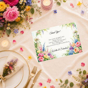Tarjeta De Agradecimiento Boda Romántica en la Finca del Jardín Caprichoso