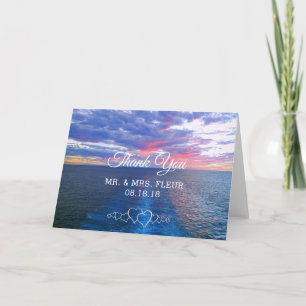 Tarjeta De Agradecimiento Boda Romántica en la Playa Gracias Ocean Sunset