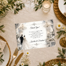 Tarjeta De Agradecimiento Boda Romántica en Salón de Baile Lujoso