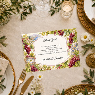 Tarjeta De Agradecimiento Boda Romántica en Viñedo