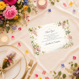 Tarjeta De Agradecimiento Boda Romántica en Viñedo