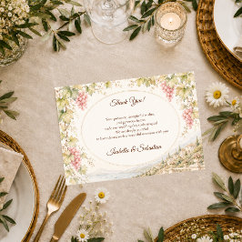 Tarjeta De Agradecimiento Boda Romántica en Viñedo