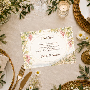 Tarjeta De Agradecimiento Boda Romántica en Viñedo