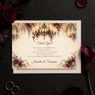 Tarjeta De Agradecimiento Boda Romántica Gótica con Candil