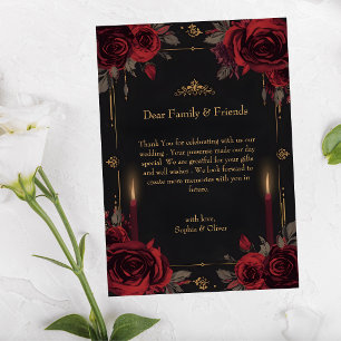 Tarjeta De Agradecimiento Boda Romántica Gótica Elegante