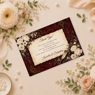 Tarjeta De Agradecimiento Boda Romántica Gótica Vintage