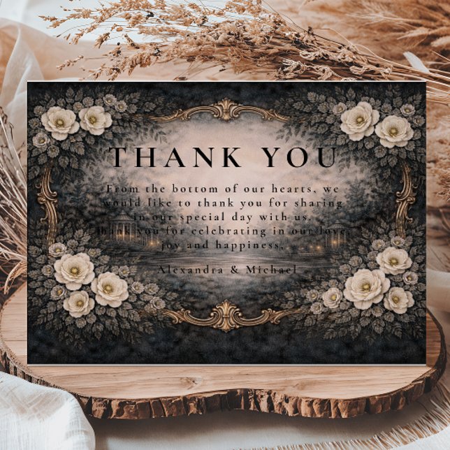 Tarjeta De Agradecimiento Boda Romántica Oscura Barroca (Subido por el creador)