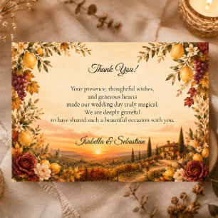 Tarjeta De Agradecimiento Boda Romántica Toscana