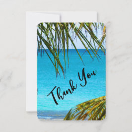 Tarjeta De Agradecimiento Boda romántica turquesa tropical en la playa graci