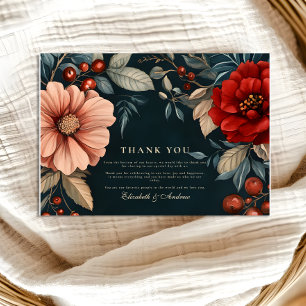Tarjeta De Agradecimiento Boda Romántica Victoriana Oscura