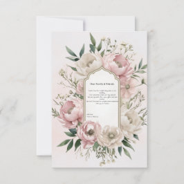 Tarjeta De Agradecimiento Boda Romántico Boho Pink Peonies & Ivory Florory