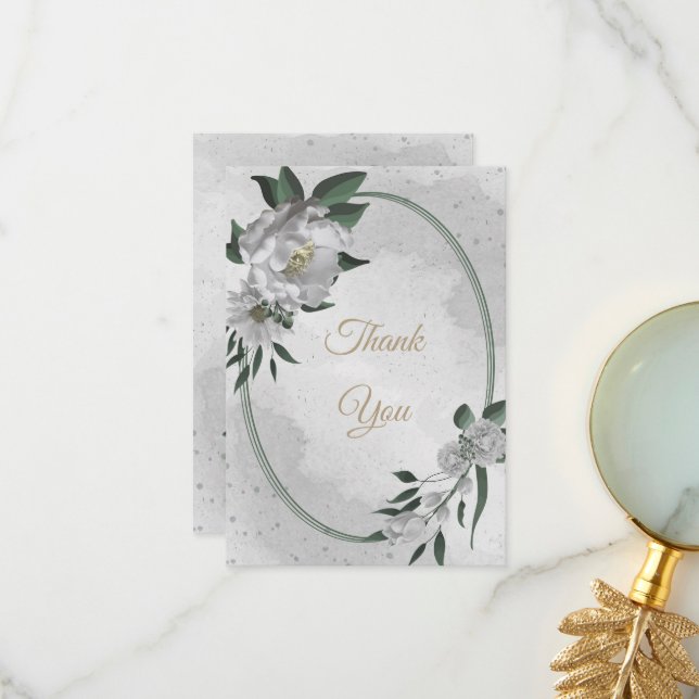 Tarjeta De Agradecimiento boda romántico de flores blancas (Anverso/Reverso In Situ)