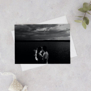 Tarjeta De Agradecimiento Boda romántico de fotografías en blanco y negro