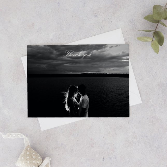 Tarjeta De Agradecimiento Boda romántico de fotografías en blanco y negro (Subido por el creador)