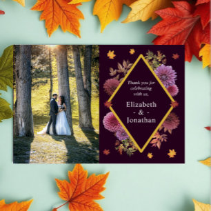 Tarjeta De Agradecimiento Boda romántico de otoño en Dahlia