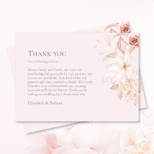 Tarjeta De Agradecimiento Boda Romántico de Rosas Pintas