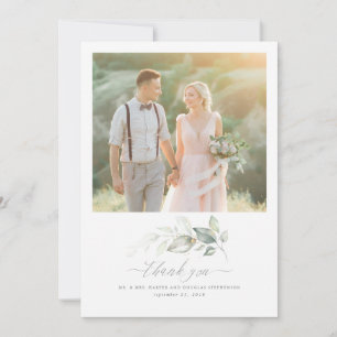 Tarjeta De Agradecimiento Boda Romántico Elegante De Verdor Gracias Foto