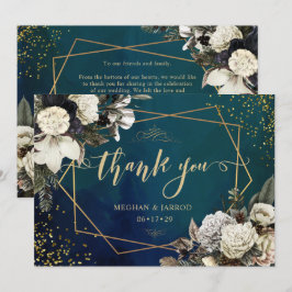 Tarjeta De Agradecimiento Boda Romántico Floral Gold Wreath