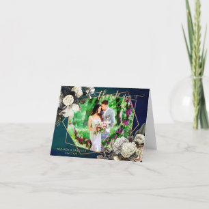 Tarjeta De Agradecimiento Boda Romántico Floral Gold Wreath