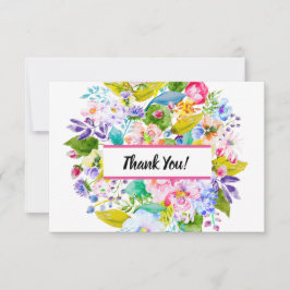 Tarjeta De Agradecimiento Boda romántico floral rosada gracias