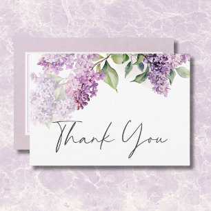 Tarjeta De Agradecimiento Boda Romántico Morado y Sage Lilacs