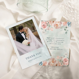 Tarjeta De Agradecimiento Boda Rosa azul moderno y de moda